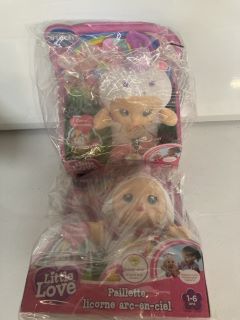 1 BOX OF ASSORTED CHILDREN'S TOYS INCLUDING VTECH LITTLE LOVE BABY DOLL