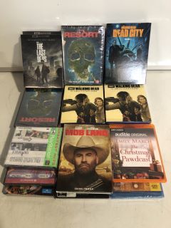 1 BOX OF ASSORTED DVD'S INCLUDING THE WALING DEAD SEASON 11