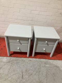 2X JOHN LEWIS SPINDLE TWO DRAW BEDSIDE TABLE GREY RRP £458.00