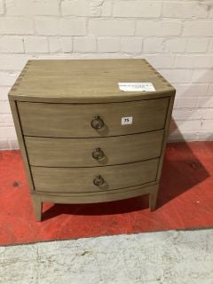 JOHN LEWIS BOWED 3 DRAWER BEDSIDE TABLE IN BROWN RRP £174.00 (003323241)