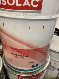 A PALLET OF DISOLAC INDUSTRIAL COATINGS PRYMALKYDE 7001 RED PRIMER 28KG RRP £299.99 X 16