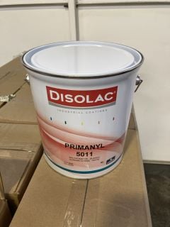 A PALLET OF DISOLAC INDUSTRIAL COATINGS PRYMANYL 5011 4L WHITE CHROMATE FREE RRP £119.99 X 64