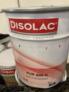 A PALLET OF DISOLAC INDUSTRIAL COATINGS PUR 800-G 20L BINDER POLYURETHANE GLOSS 2K RRP £199.99 X18