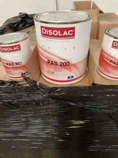 A PALLET OF DISOLAC INDUSTRIAL COATINGS INCLUDES PAS 601 CONCENTRATE BLACK 3.5L RRP £78.99 , PAS 603 INTENSE BLACK 3.5L RRP £78.99