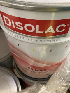 A PALLET OF DISOLAC INDUSTRIAL COATINGS PUR 800-S BINDER POLYURETHANE SATIN 20L X 23