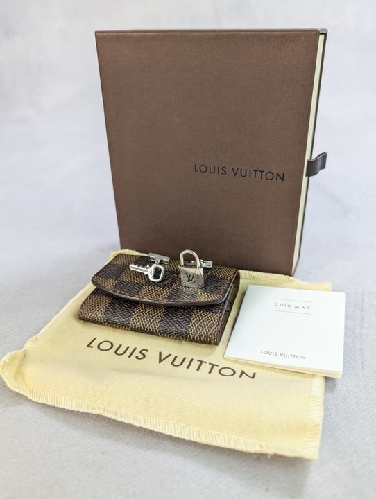 Louis Vuitton Damier Ebene Cuff Case And Sterling Silver 925 Cuffs, With Box And Dust Bag, Dimensions Case 8x6cm(Approx) (VAT ONLY PAYABLE ON BUYERS PREMIUM)