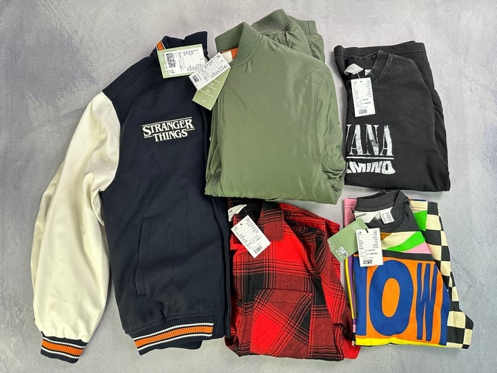 H&M Children's Clothing, Stranger Things College Jacket 11-12Y, MA1 Jacket 11-12Y, Check Shirt 11-12Y And 2x T-Shirts 10-12Y With Tags  (MPSS03095054) (VAT ONLY PAYABLE ON BUYERS PREMIUM)