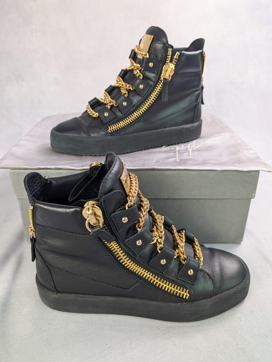 Giuseppe Zanotti Zip Chain Weave Hi Top Sneakers With Box And Dust Bag - Size 41 (VAT ONLY PAYABLE ON BUYERS PREMIUM)