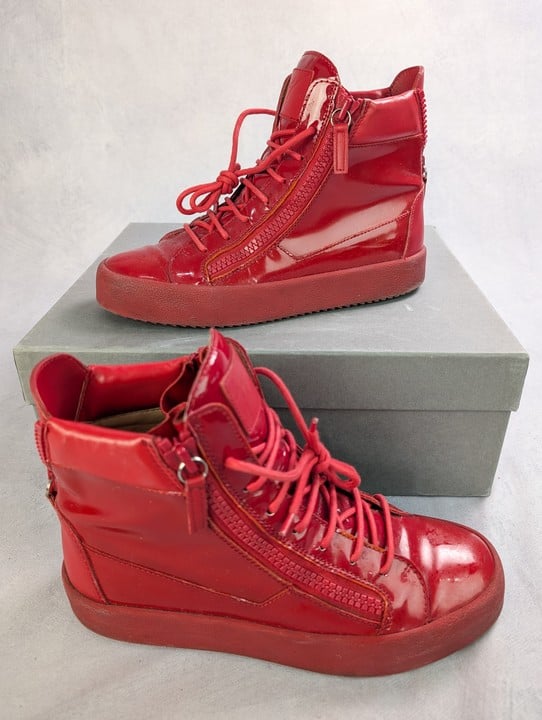 Giuseppe Zanotti Patent Zip Hi Top Sneakers With Box - Size 41 (VAT ONLY PAYABLE ON BUYERS PREMIUM)