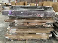 PALLET VARIETY MATTRESSES AND FURNITURE INCLUDING WARDROBE (MAY BE STAINED, BROKEN OR INCOMPLETE).