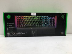 RAZER BLACKWIDOW V4, MECHANICAL GAMING KEYBOARD WITH CHROMA RGB (GREEN MECHANICAL SWITCHES, 6 DEDICATED MACRO KEYS, DUAL INJECTION ABS) US-LAYOUT, BLACK - 24A LOCATION.