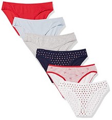 25 X COTTON BIKINI BOTTOMS - INTERRUPTED COLOURS WOMEN, PACK OF 6, HEARTS/MULTICOLOUR/STRIPES, 42 - LOCATION 8A.