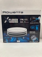 ROWENTA X-PLORER 120 SERIES AI RR7877 - ROBOT HOOVER WITH MOP AND MAPPING 2700 PA, DIGITAL MOTOR COMPATIBLE WITH SMARTPHONES AND VOICE ASSISTANTS, 3 BRUSHES AND AQUA FORCE SCRUBBING SYSTEM, WHITE - L