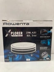 ROWENTA X-PLORER 120 SERIES AI RR7877 - ROBOT HOOVER WITH MOP AND MAPPING 2700 PA, DIGITAL MOTOR COMPATIBLE WITH SMARTPHONES AND VOICE ASSISTANTS, 3 BRUSHES AND AQUA FORCE SCRUBBING SYSTEM, WHITE - L