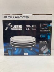 ROWENTA X-PLORER 120 SERIES AI RR7877 - ROBOT HOOVER WITH MOP AND MAPPING 2700 PA, DIGITAL MOTOR COMPATIBLE WITH SMARTPHONES AND VOICE ASSISTANTS, 3 BRUSHES AND AQUA FORCE SCRUBBING SYSTEM, WHITE - L