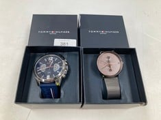2 X TOMMY HILFIGER WATCH MODEL 320.1.14.2382 NAVY BLUE COLOUR AND MODEL 3759.6342 OCHRE COLOUR - LOCATION 6B.