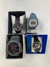 4 X WATCHES VARIOUS MAKES AND MODELS INCLUDING A CASIO MODEL 3502 BLACK - LOCATION 6B.