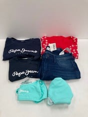 6 X PEPE JEANS GARMENTS IN VARIOUS SIZES AND STYLES INCLUDING RED DRESS SIZE L - LOCATION 26C.