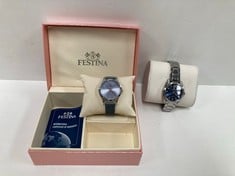 2 X FESTINA BLUE AND SILVER WATCHES F20622 AND F20506 - LOCATION 6C.
