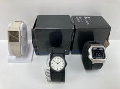 3 X CASIO WATCHES OF VARIOUS MODELS INCLUDING CREAM COLOURED WATCH 1330 - LOCATION 6C.