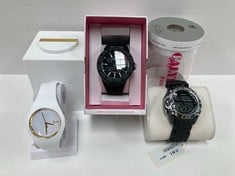 3 X WATCHES OF VARIOUS MAKES AND MODELS INCLUDING BLACK CALYPSO WATCH K5577 - LOCATION 6C.
