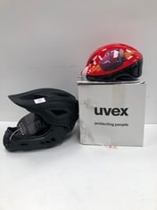 3 X BICYCLE HELMETS INCLUDING UVEX - LOCATION 23C.
