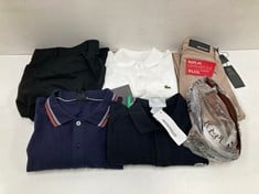 6 X GARMENTS VARIOUS BRANDS AND SIZES INCLUDING BLACK LACOSTE POLO SHIRT SIZE L - LOCATION 22A.