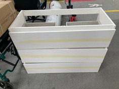 BATHROOM CABINET WITH 3 DRAWERS WHITE COLOUR (BADLY ASSEMBLED).