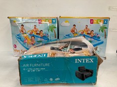 3 X OUTDOOR RELATED ITEMS IN VARIOUS SIZES AND SIZES INCLUDING INTEX WET SET COLLECTION POOL.