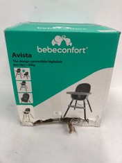 HIGH CHAIR BABY BRAND BEBECONFORT GREY AND WHITE COLOUR.