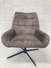 ELEGANT FABRIC ARMCHAIR WITH DARK BROWN STAR METAL BASE.