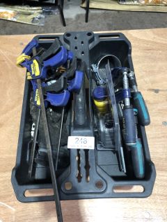 TOOL TRAY TO INCLUDE GRIPS IRWIN STRAIT-LINE MARKING CHALK AND OXFORD CHAIN AND PADLOCKS (NO KEYS FOR PADLOCKS)