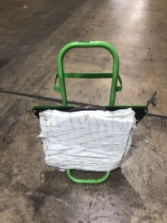 GREEN STEEL BANDING TROLLEY TO INCLUDE 3 X REELS OF METAL BANDING