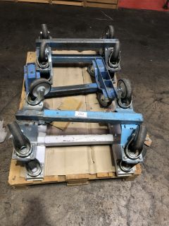 PALLET OF 5X STEEL BEAMS WITH WHEELS