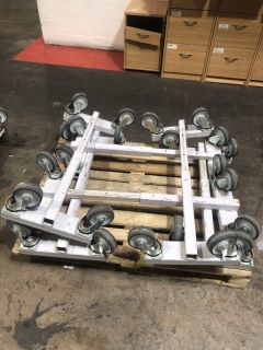 PALLET OF 6X STEEL BEAMS WITH WHEELS