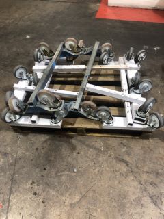 PALLET OF 6X STEEL BEAMS WITH WHEELS