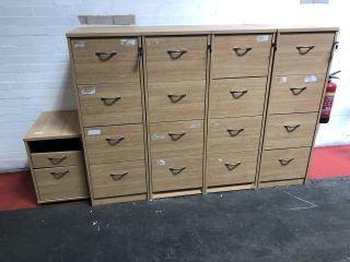 4X WOODEN 4 DRAWER OFFICE FILING CABINETS WITH LOCKS AND KEYS X1 2 DRAW WOODEN OFFICE CABINET