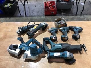 1X MAKITA DGA452 115MM CORDLESS ANGLE GRINDER 1X MAKITA DJR186 CORDLESS RECIPROCATING SAW 1X MAKITA DGA458 115MM ANGLE GRINDER TO INCLUDE QTY OF GRIND DISCS 1X MAKITA GA4530R 115MM ANGLE GRINDER 1X M