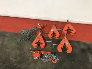 1X TIGER 1 TON TCB14 CHAIN BLOCK 1X TIGER 1.6 TON RATCHET HOIST 4X TIGER 3 TON BEAM CLAMP