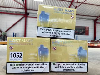 3 X MULTI-PACK LOST MARY DISPOSABLE VAPES IN PINEAPPLE ICE FLAVOUR (PLEASE NOTE: 18+YEARS ONLY. ID MAY BE REQUIRED): LOCATION - E0