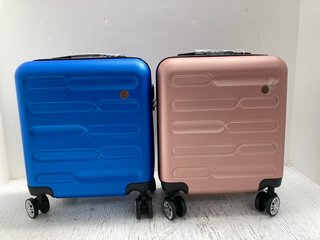 2 X SA PRODUCTS CABIN LUGGAGE 45X36X20CM IN BLUE / ROSE GOLD: LOCATION - E5