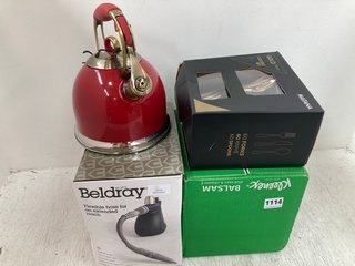 QTY OF ASSORTED KITCHEN APPLIANCES TO INCLUDE 180PCS GOLD CUTLERY SET AND LUXGRACE WHISTLE KETTLE: LOCATION - E7