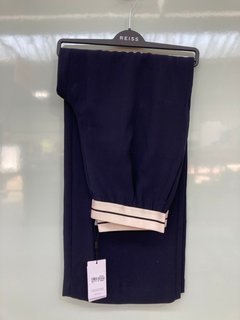 REISS ABIGAIL STRIPE WAISTBAND TROUSER IN NAVY SIZE UK 12R - RRP: £150: LOCATION - J6