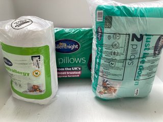 3 X ASSORTED BEDDING ITEMS TO INCLUDE SILENT NIGHT JUST LIKE DOWN PILLOW PIR: LOCATION - J8