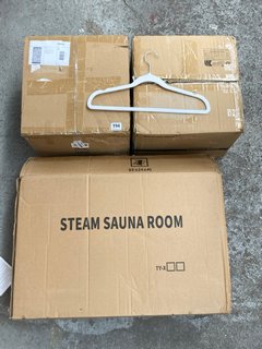 PORTABLE STEAM SAUNA ROOM WITH 2 X SONGMICS CRF026B100 SET OF 100 VELVET COAT HANGERS: LOCATION - J10