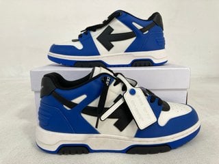 OFF-WHITE MENS OOO CLASSIC SN00 ROYAL BLUE & BLACK TRAINERS - UK SIZE 8 - RRP £420: LOCATION - FRONT BOOTH