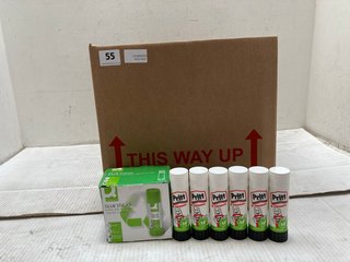 QTY OF ASSORTED STATIONARY ITEMS TO INCLUDE Q-CONNECT GLUE STICKS PACK OF 12: LOCATION - J3