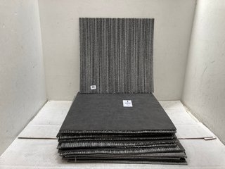 QTY OF GREY/BROWN STRIPED CARPET SQUARES 50 X 50 CM: LOCATION - J3