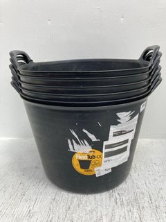 6 X LARGE OUTDOOR PLASTIC TUBS IN BLACK: LOCATION - I1