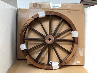 2 X COMSTROM SET OF 2 30" DECORATIVE VINTAGE WOOD WAGON WHEELS: LOCATION - H6